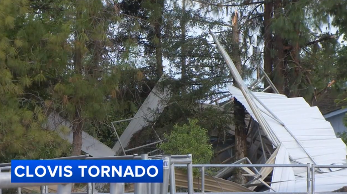 Tornado Destroys Barn and Topples Trees on Clovis Property