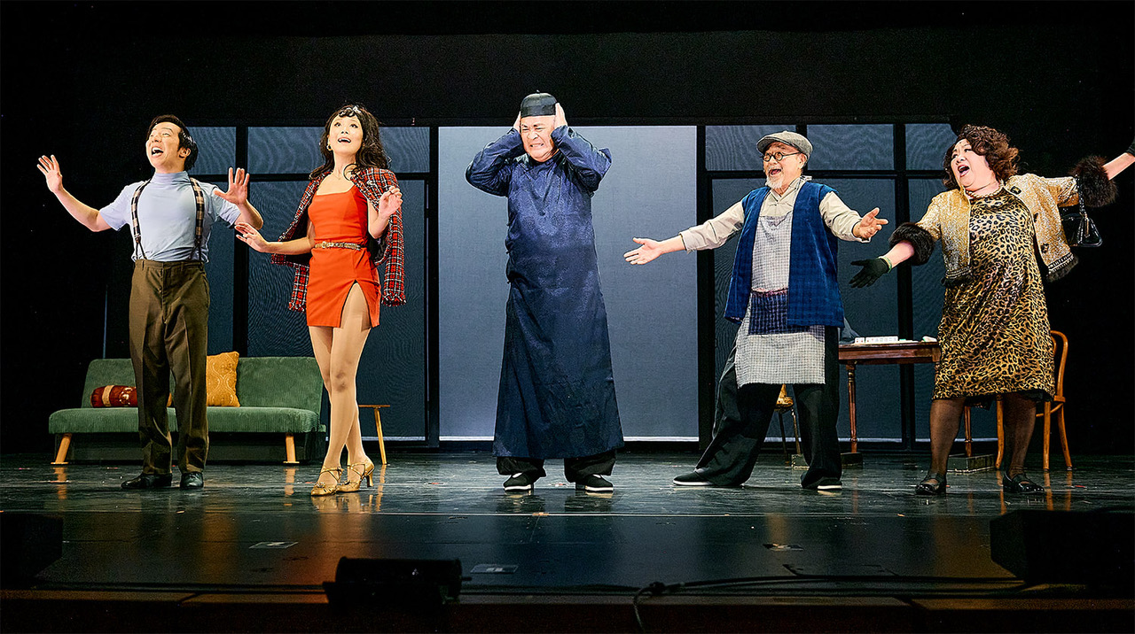 PHOTO: Mike Palma | South Pasadena News | (L-R) Kenton Chen, Krista Marie Yu, Marc Oka, Gedde Watanabe, and Emily Kuroda in RODGERS AND HAMMERSTEIN’S FLOWER DRUM SONG, produced by East West Players and the Japanese American Cultural and Community Center. 