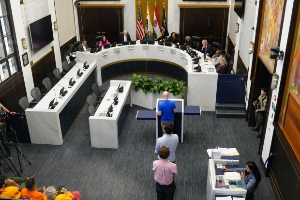 San Diego County Supervisors listened to public comment on a proposal to overhaul the county charter at the County Administration Center on Tuesday, April 21, 2026, in San Diego.  (Nelvin C. Cepeda / The San Diego Union-Tribune)