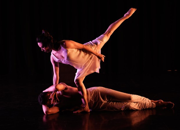 Malashock Dance company members Jessica Rabanzo Flores and Nicholas McGhee perform a piece choreographed by John Malashock that will be reimagined for the company's upcoming "ReGenerate" concert. (Doug McMinimy)