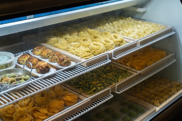 The fresh pasta case at Pastaria Vivi in Encinitas. (Kimberly Motos)