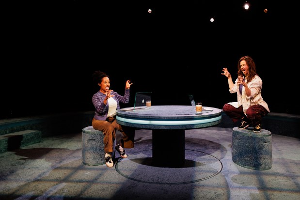 Brittany Bradford, left, as Tiffany and Emma Ramos as Carolyn in The Old Globe's "Alien Girls." (Rich Soublet II)