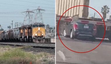 California woman survives after train smashes her car