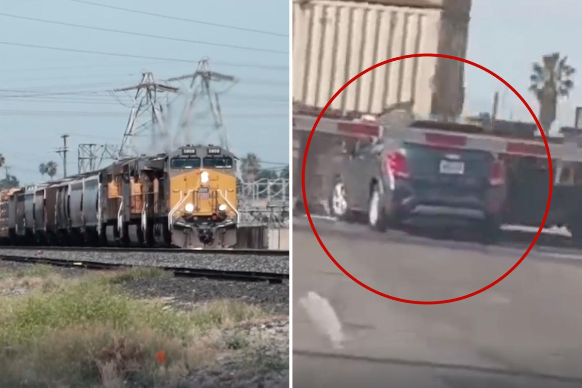 California woman survives after train smashes her car