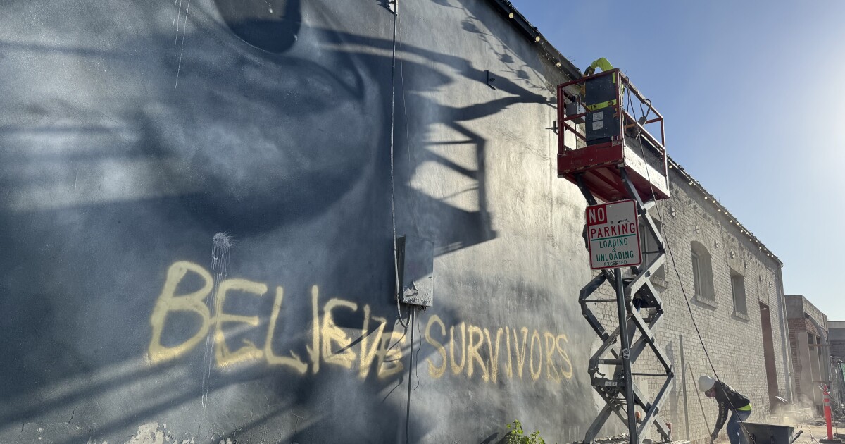 Cesar Chavez mural seen being removed after recent vandalism