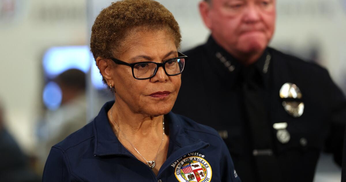Mayor Bass aims to keep LAPD from shrinking. As for growth: 'We are not there now'