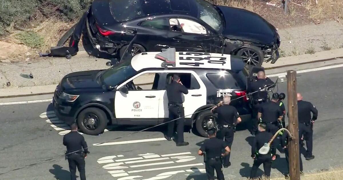 One person killed after a police chase on the 5 Freeway in East L.A.