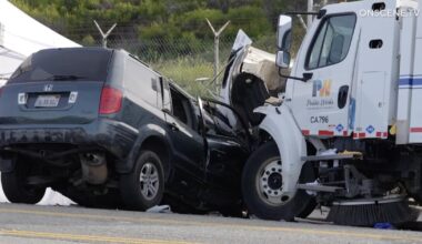 Honda SUV crashes into street-sweeper truck in L.A.; 1 dead