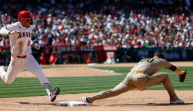 Angels held to two hits in loss to Padres
