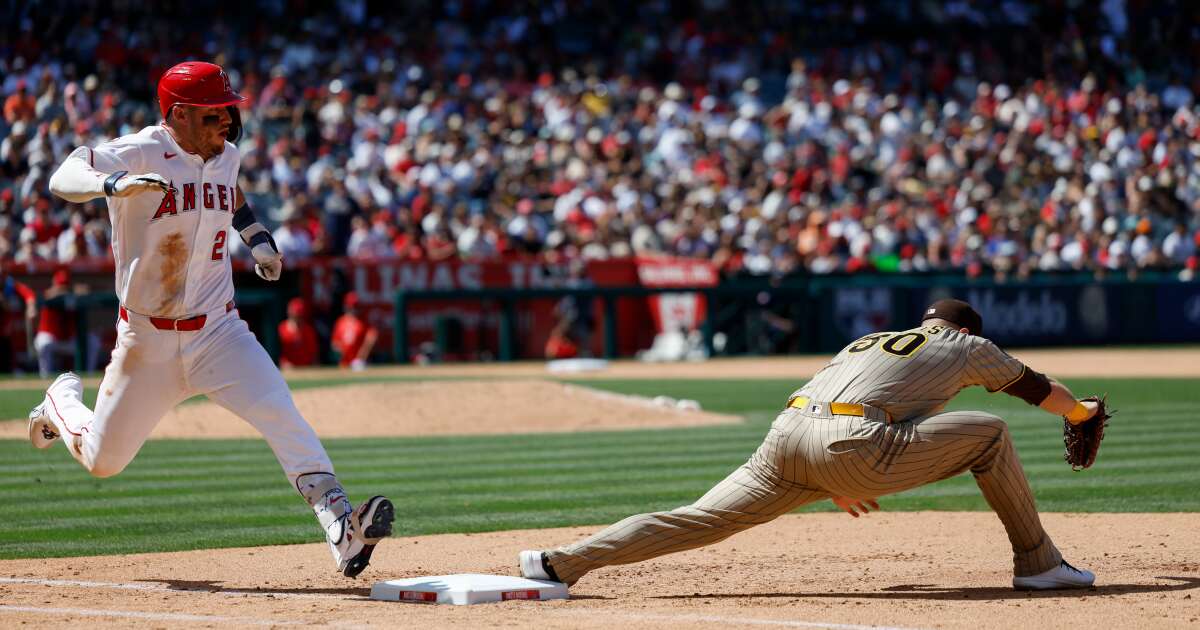 Angels held to two hits in loss to Padres
