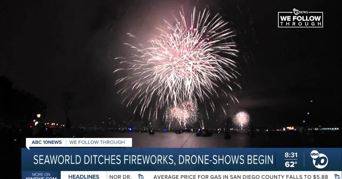 SeaWorld replaces fireworks with drone shows over Mission Bay