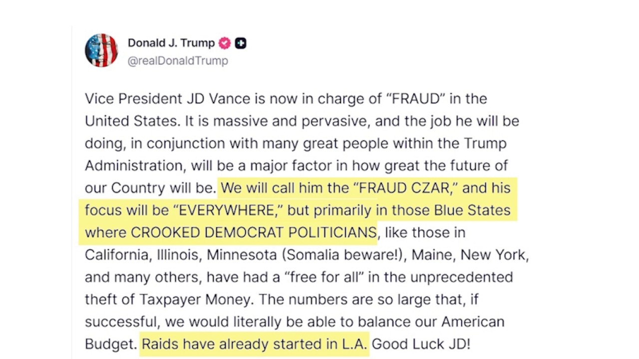 Trump says fraud raids in LA underway