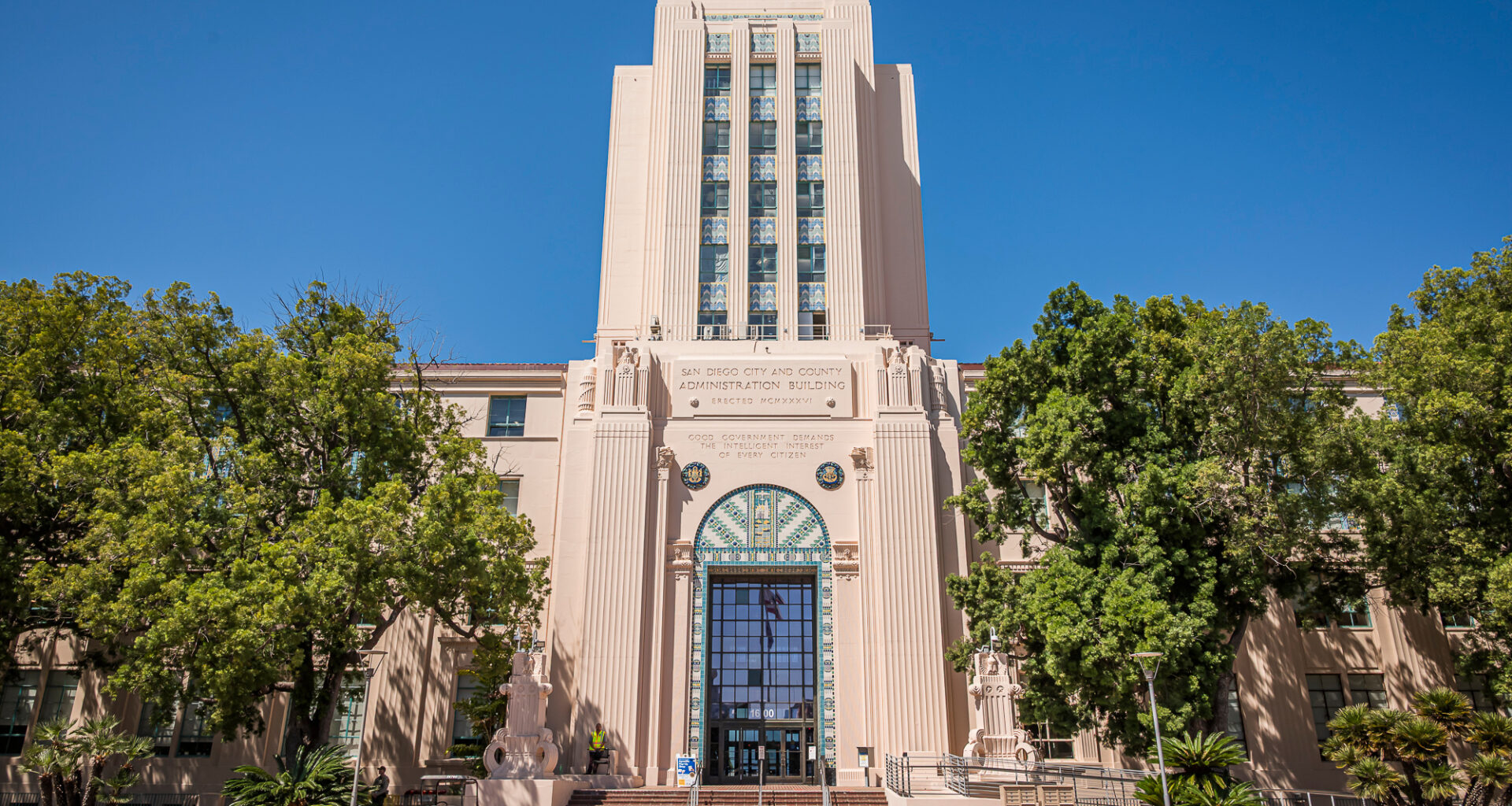 The San Diego County Administration Building in downtown San Diego on Wednesday, April 8, 2026. / Vito Di Stefano for Voice of San Diego