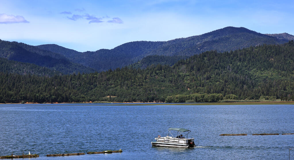 With a backdrop of Hull Mountain in the Mendocino National...