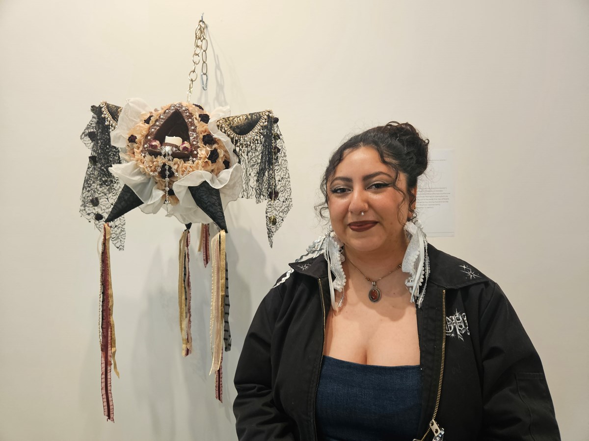 Ismar Yanalté Quiroz drew on her personal experiences with grief and her work in a morgue for her piñata, called “Miss You: Esperame en el ceilo, corazon” (wait for me in heaven, my love.)