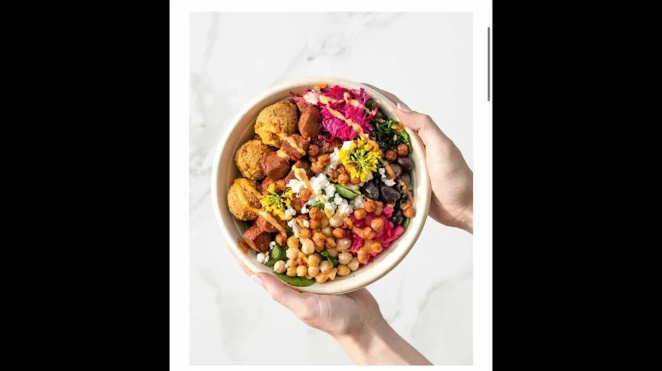 Hummus Republic makes customizable bowls like this one, along with wraps, pitas and more. 