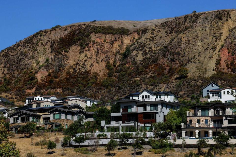 Homes in Orinda, Calif., one of the parts of the Bay Area that has been hit hardest by the home insurance crisis. (Yalonda M. James/The Chronicle)