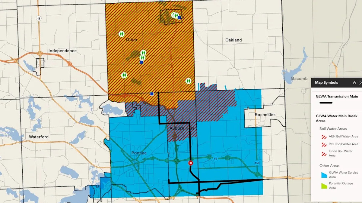 Who is affected by broken main in Auburn Hills