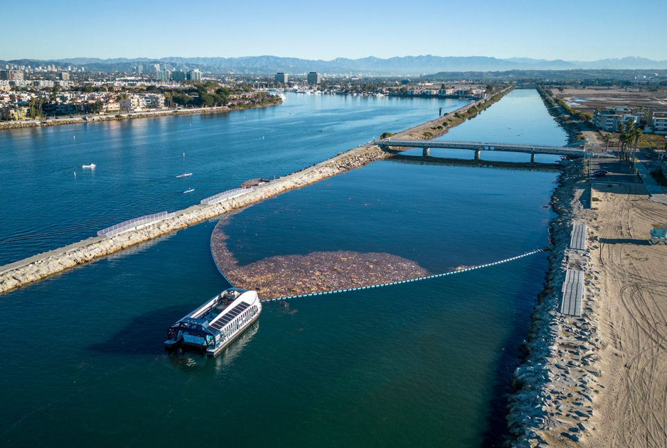 The Ocean Cleanup Interceptor 007 on Ballona Creek in Marina Del Rey, California