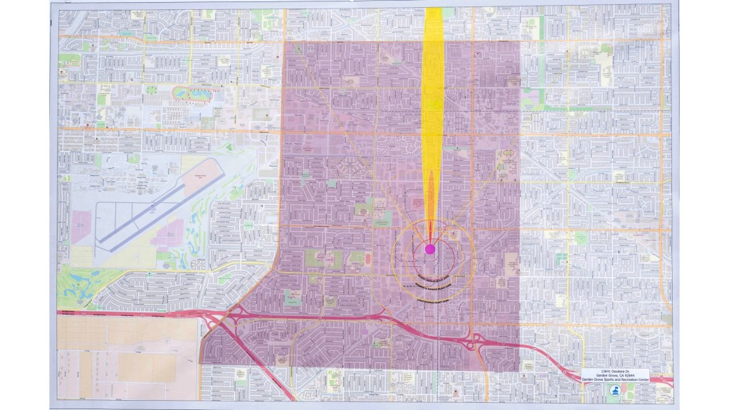 Map: Potential Garden Grove tank explosion blast zone shows where homes, businesses could be damaged – San Gabriel Valley Tribune