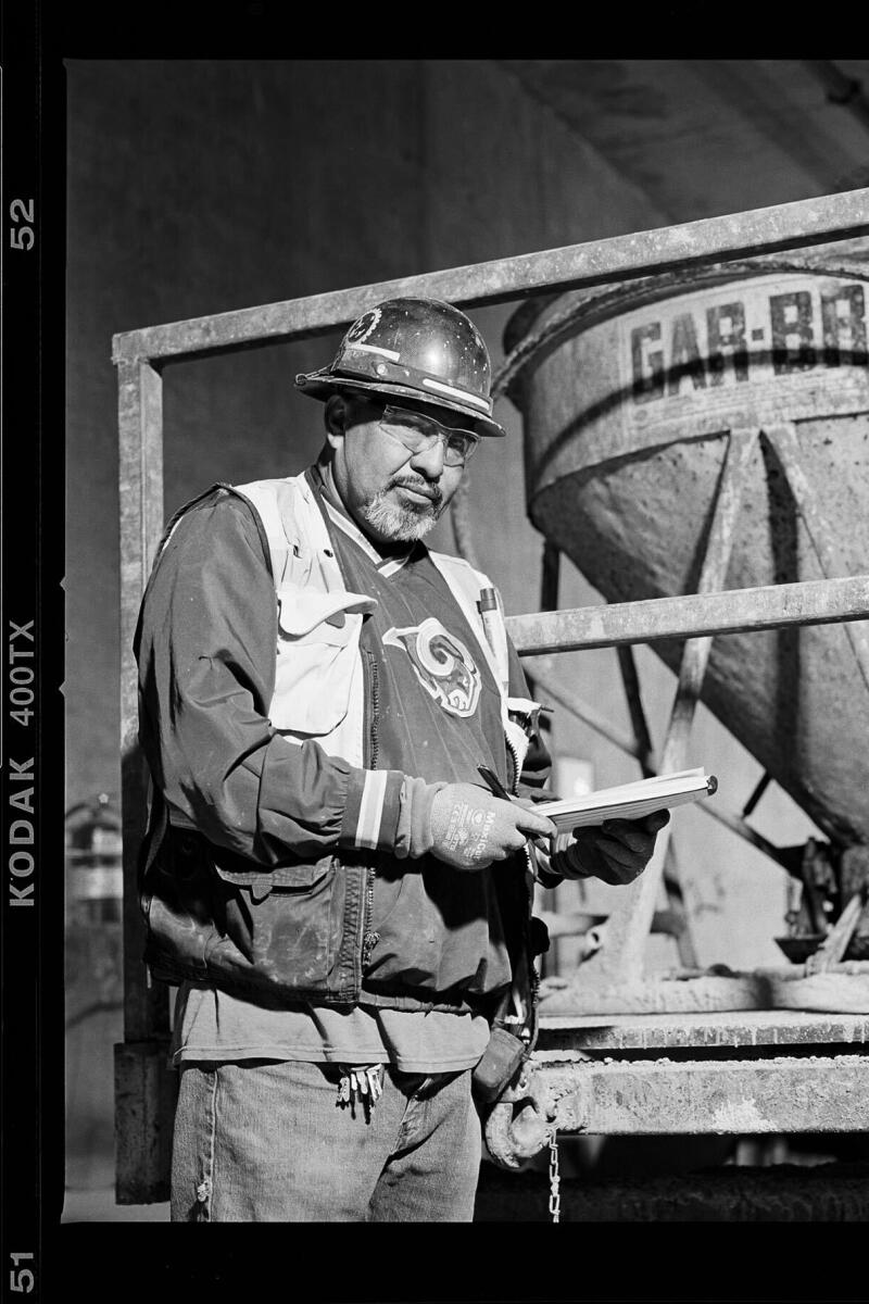 A concrete supervisor photographed by Karagozian at the La Cienega Boulevard station.