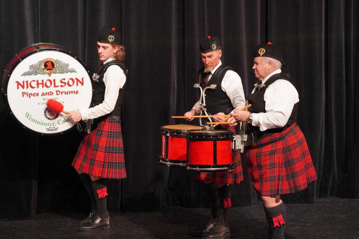 Nicholson Pipes and Drums perform during the 20th anniversary concert for Rose Center Theater.