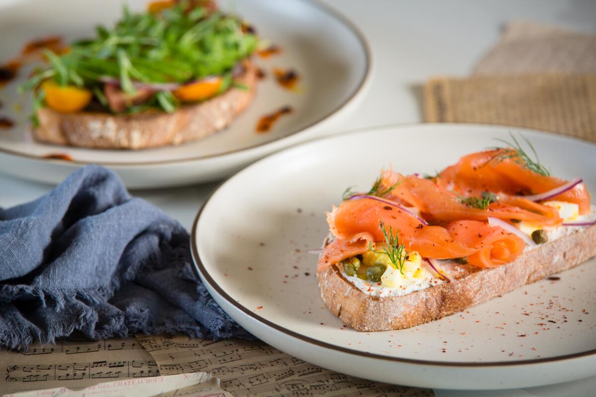 Smoked salmon toast at Hyatt Regency Irvine