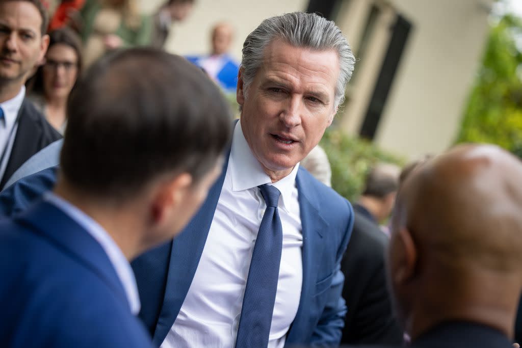 Gavin Newsom is seen at the 33rd Annual White House Correspondents’ Garden Brunch in Washington, DC. Nathan Posner/Shutterstock