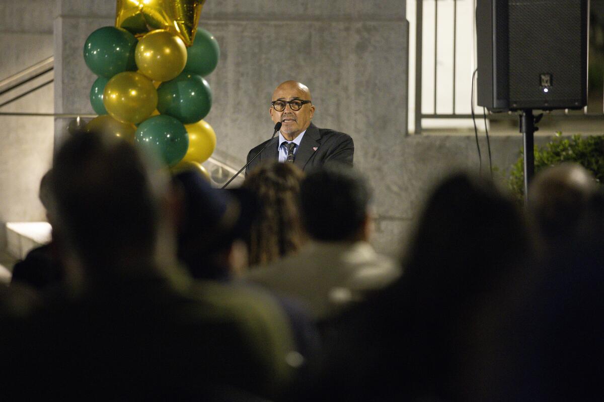 New Whittier Mayor James Becerra speaking