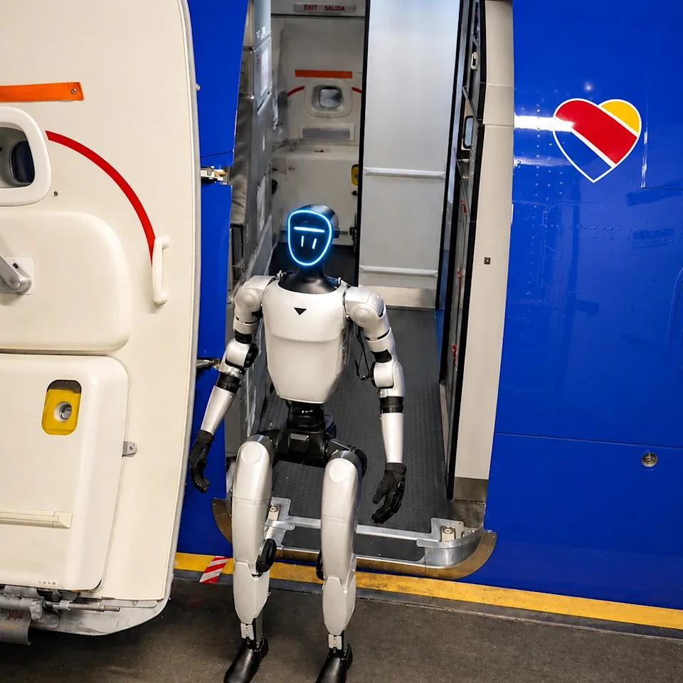 A Southwest Airlines flight from Oakland to San Diego turned into an unexpected comedy show Thursday after a dancing humanoid robot named Bebop caused a delay Instagtram/elite.event.robotics