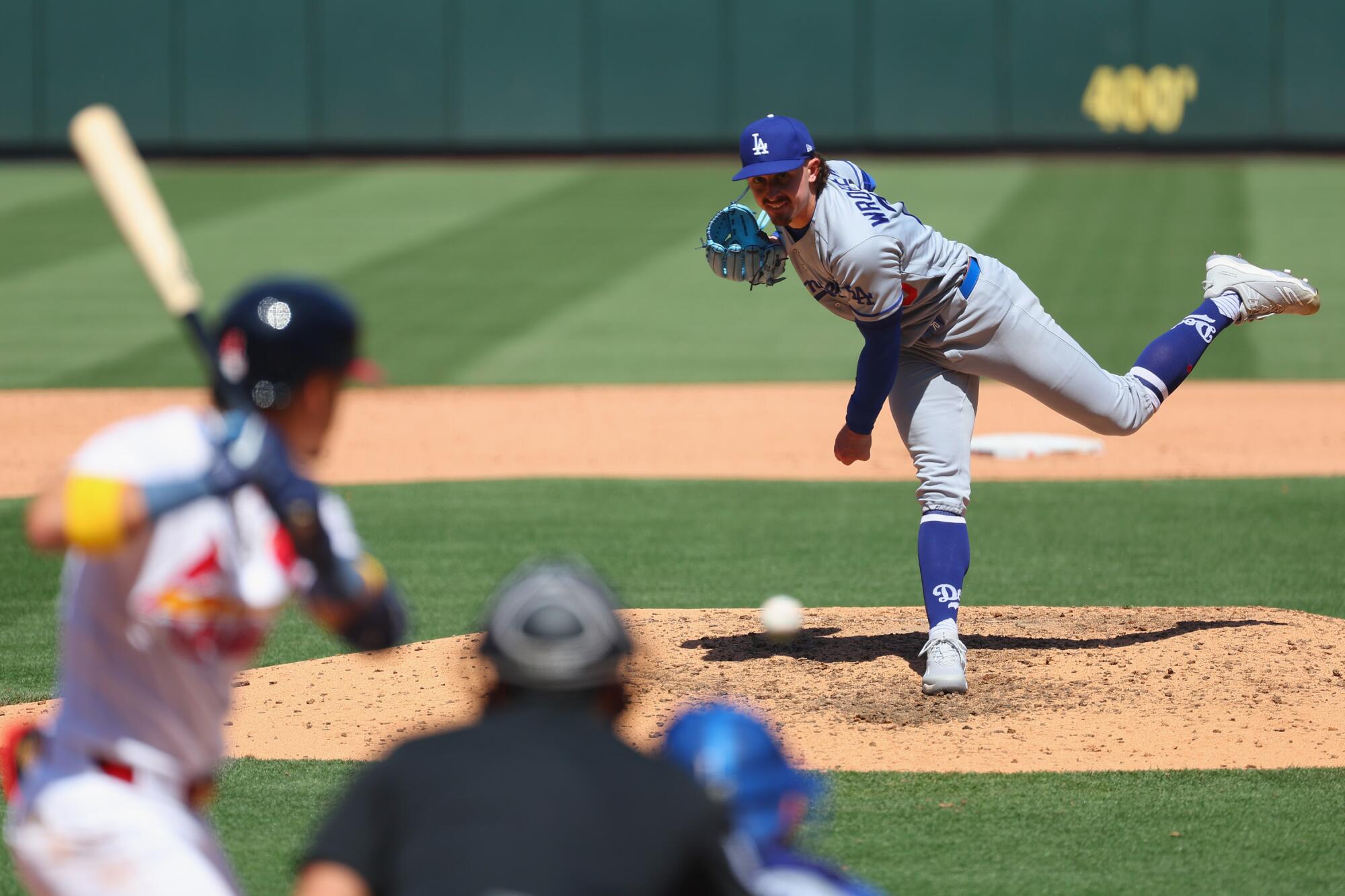 ST LOUIS, MISSOURI - MAY 3: Justin Wrobleski #70 of the Los Angeles Dodgers.