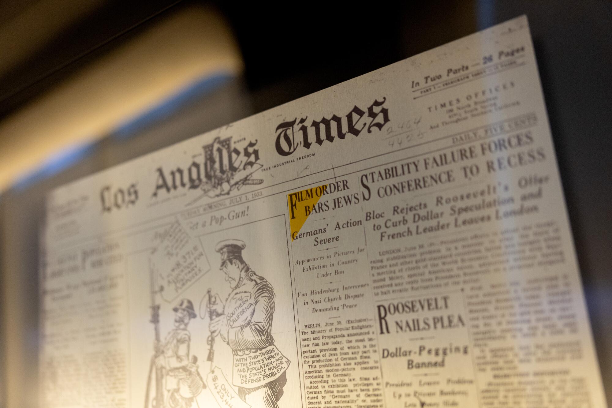 Old newspapers at a museum.