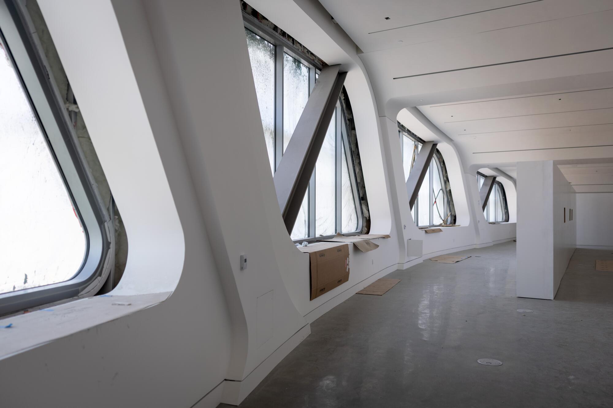 A hallway in a museum.