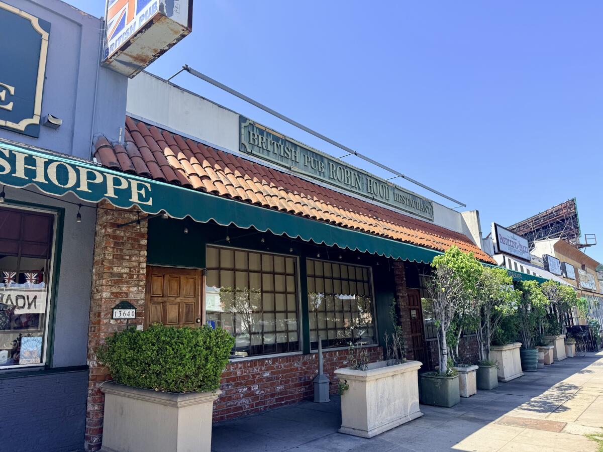 The exterior of Robin Hood British Pub in Sherman Oaks. 