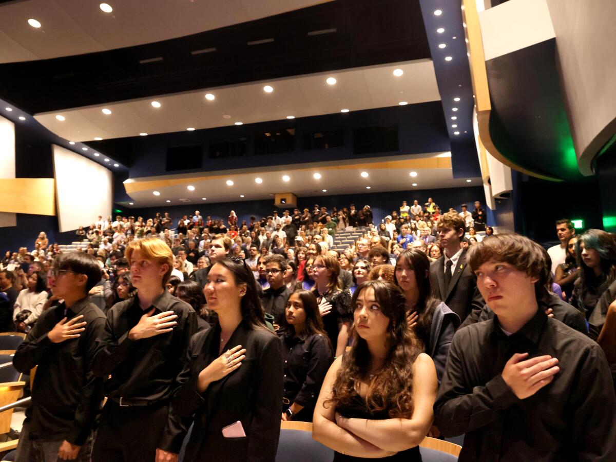 A crowd in a theater.
