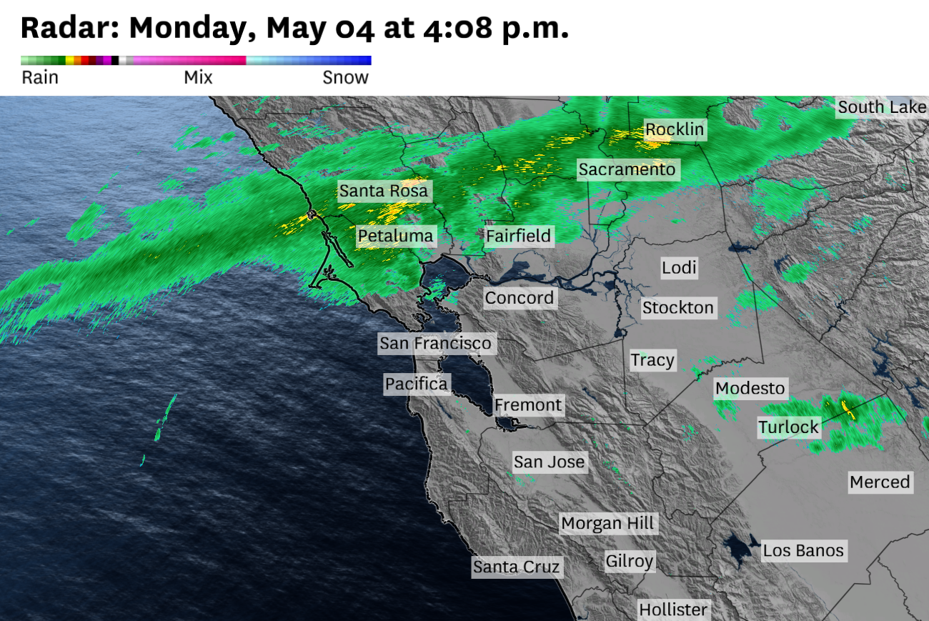 Bay Area rain underway. When it reaches San Francisco