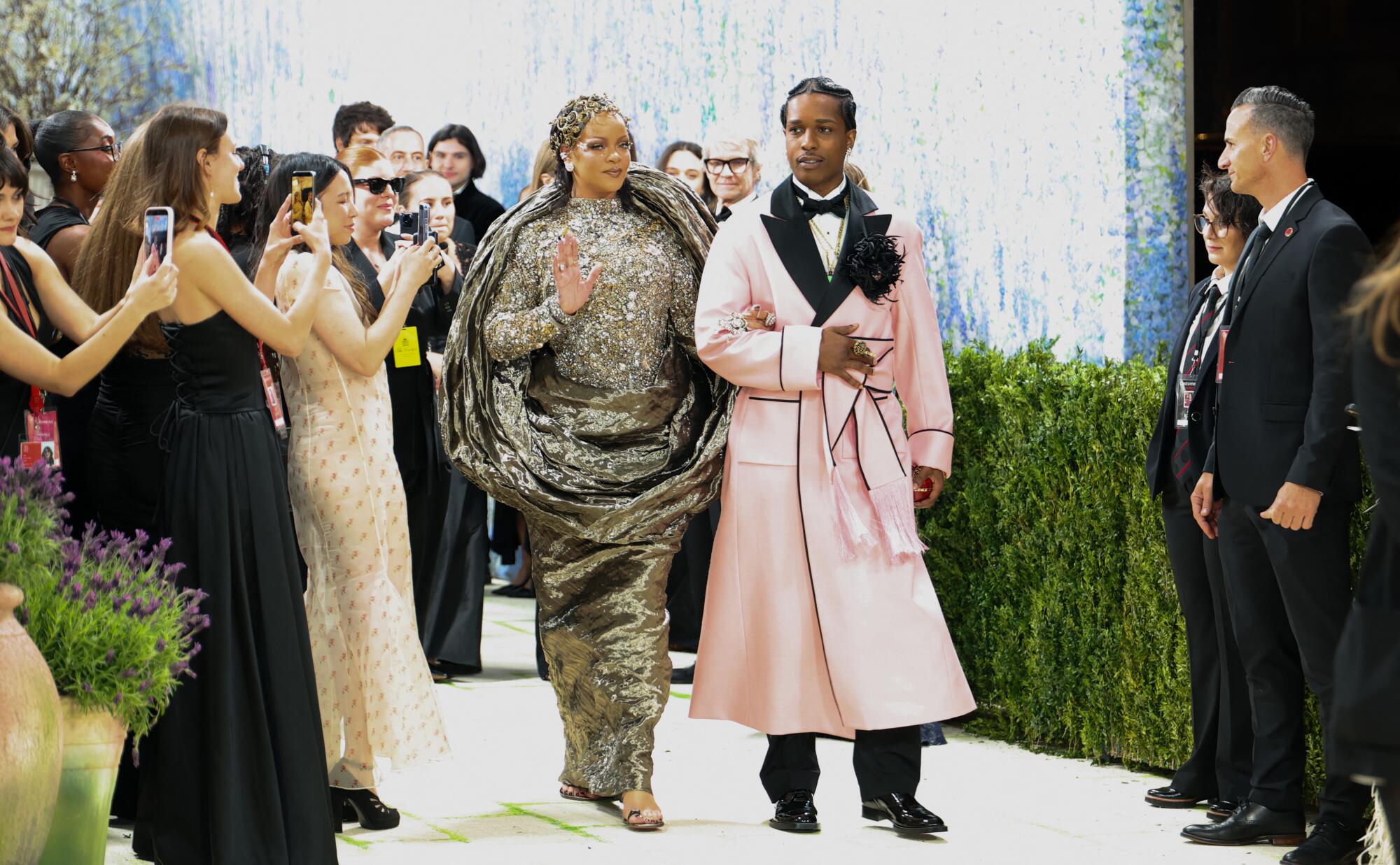 Rihanna and ASAP Rocky attend the Met Gala. 
