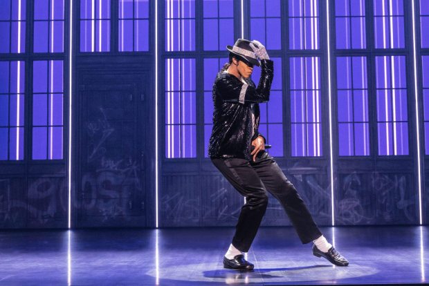 Jordan Markus, center as 'MJ' in the first national touring production of "MJ the Musical," playing May 5-10 at the San Diego Civic Theatre. (Matthew Murphy)