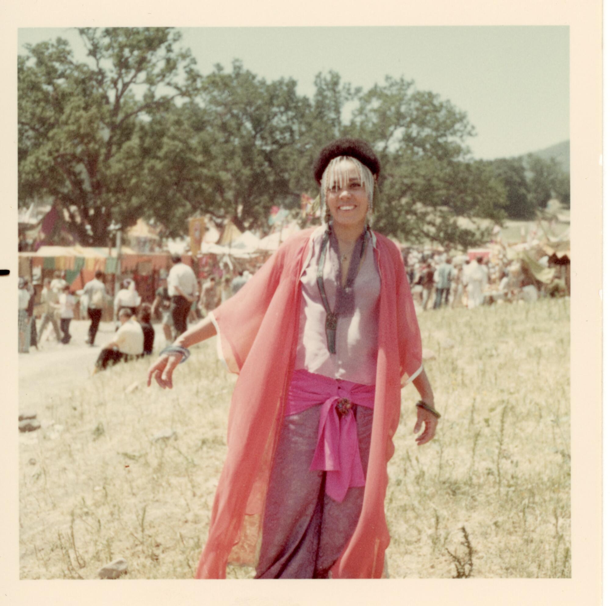 “Betye at Pleasure Faire #2, Irwindale, CA,” 1969, color photograph, 3.5 x 3.5 in