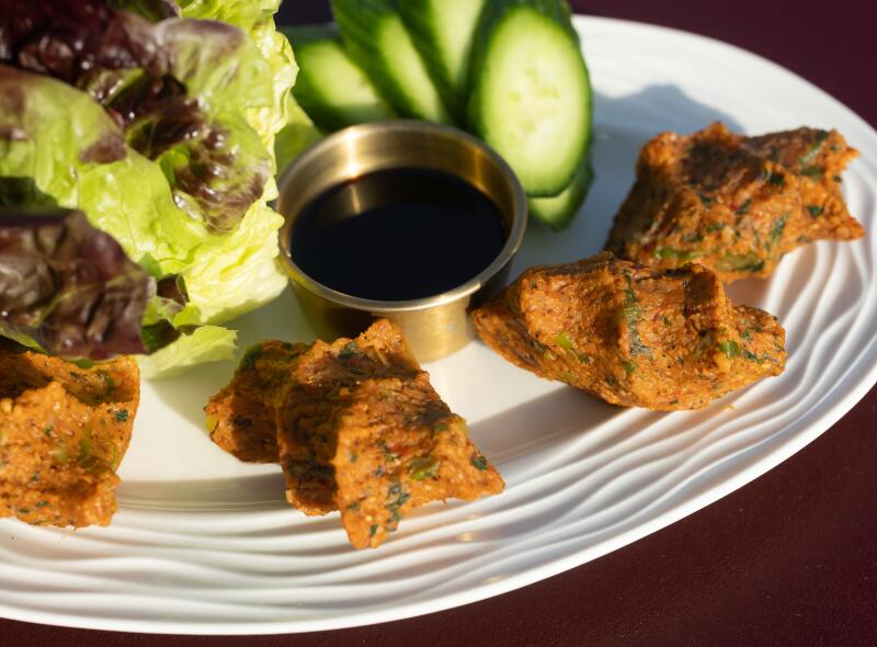 A plate of vegetarian kyuftah at Yerord Mas in Glendale.