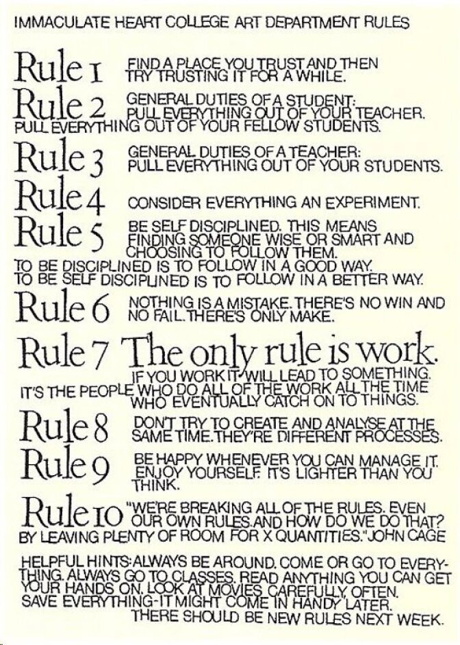 A list of typed out rules