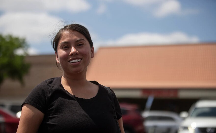 Monica Rodriguez outside of Superior Grocers in Tulare on April 16, 2026.