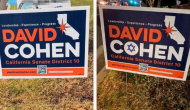 San Jose councilmember's campaign signs for state office defaced with antisemitic vandalism