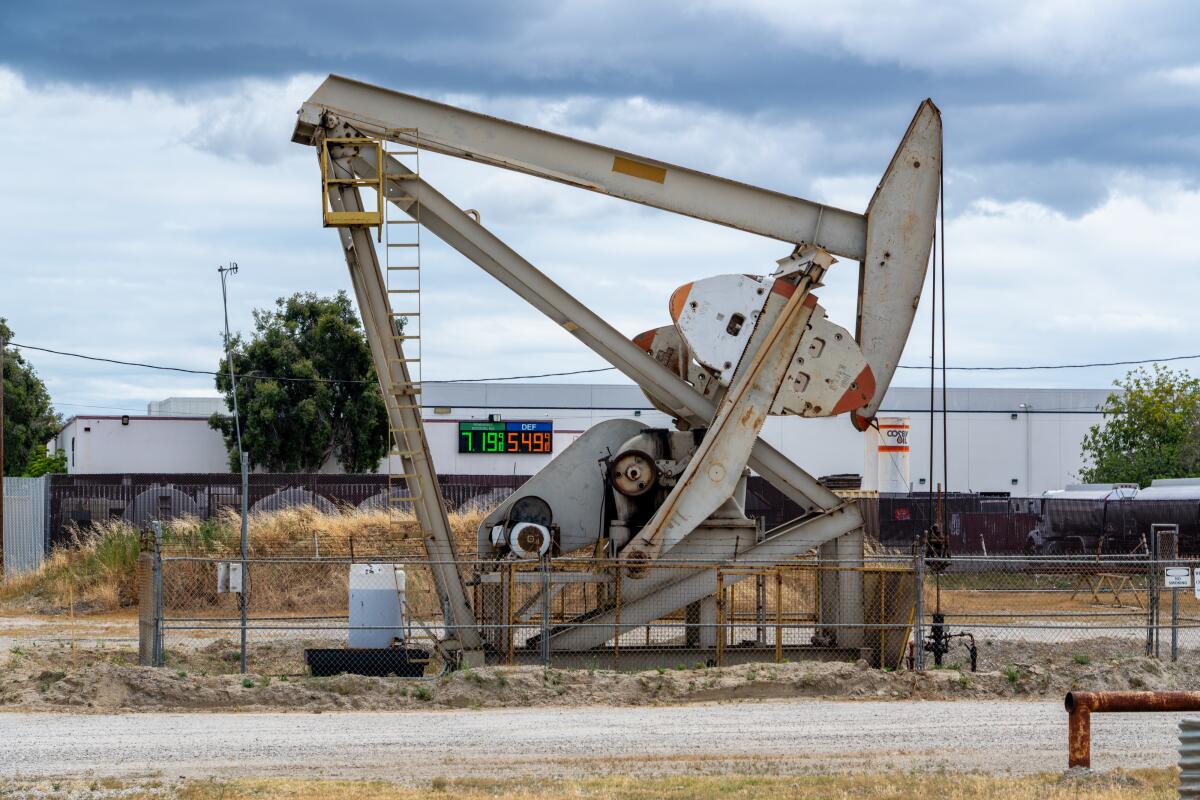 An oil pumpjack in Santa Fe Springs.