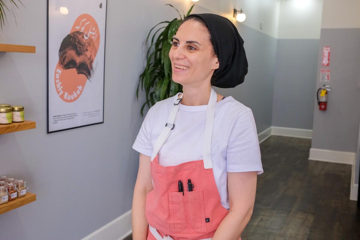 Pastry chef Sahar Shomali at her new Kouzeh Bakery.