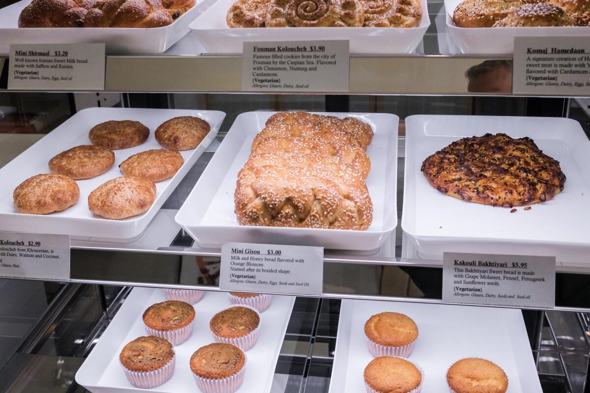 The pastry case at Kouzeh in Mid-Wilshire.