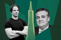 Michael Shvo and Ionnis Papelakas with the Transamerica Pyramid