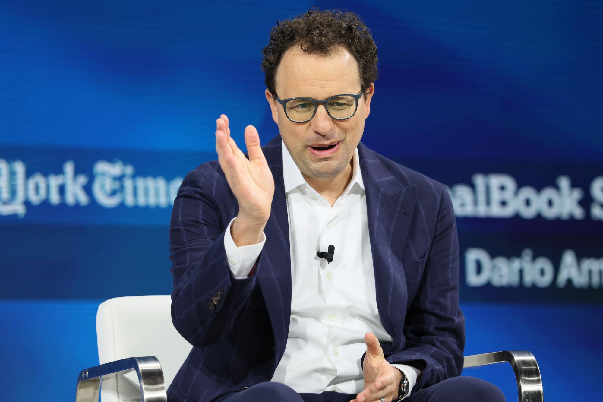 Dario Amodei, the chief executive and co-founder of Anthropic, speaks at an event in New York in 2025.