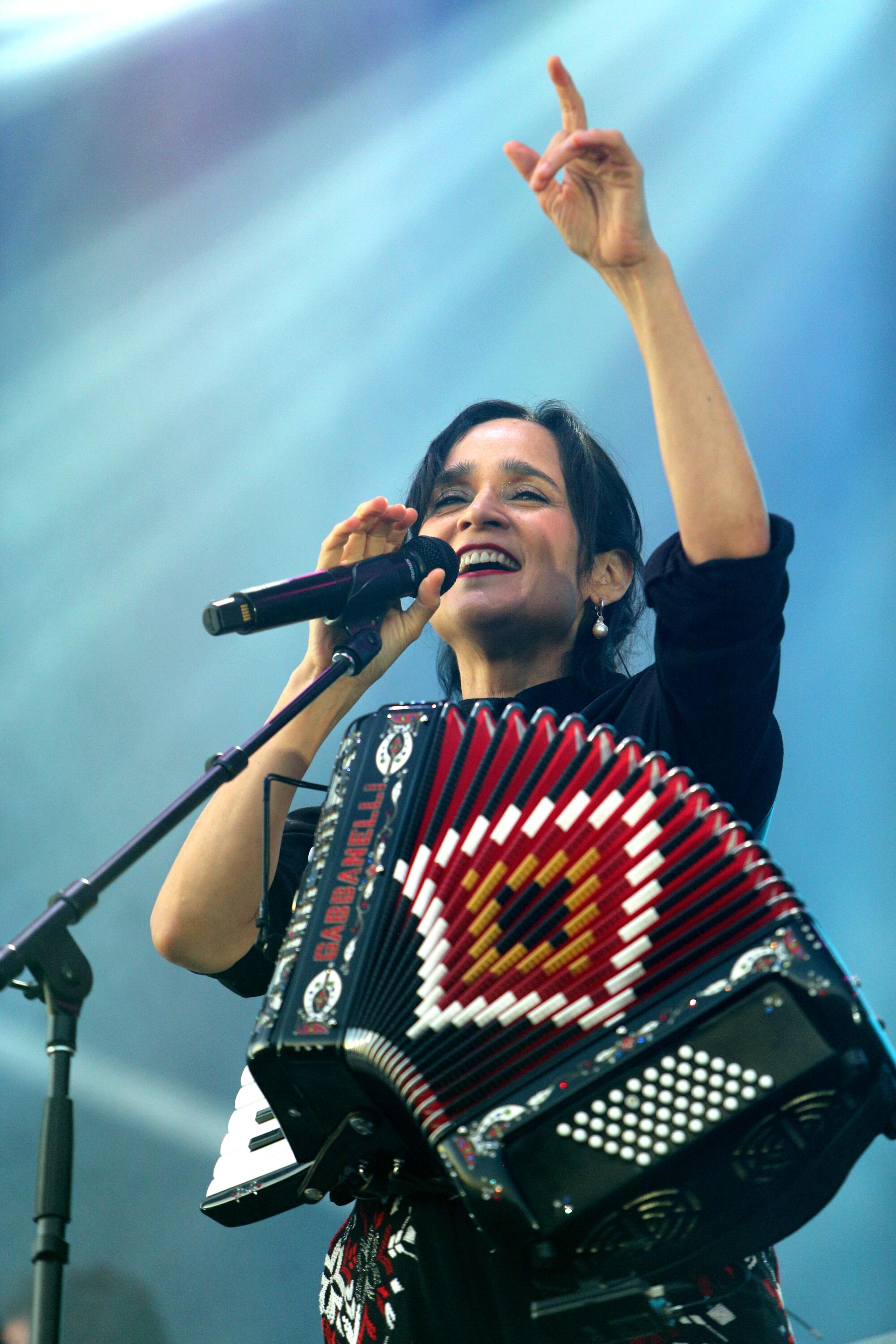 Julieta Venegas performs at the first Besame Mucho Festival, at Dodger Stadium