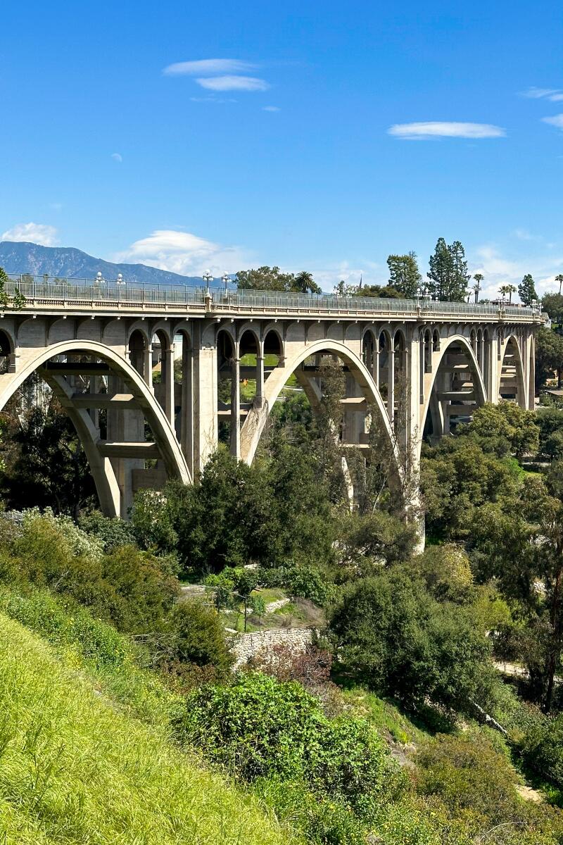 The Colorado Street Bridge in Pasadena, an inspiration for the Cars Land structure.